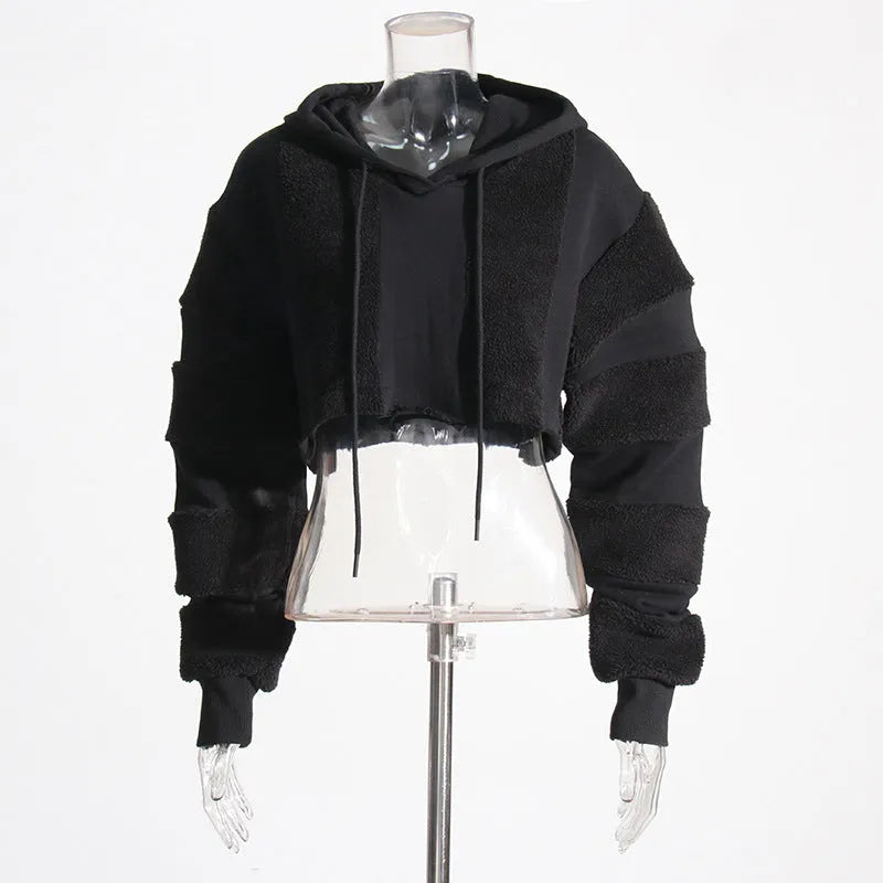 Fashion Casual Sweater Niche Design Lamb Wool Stitching - Bellarte Enchanté Fashion Casual Sweater Niche Design Lamb Wool Stitching